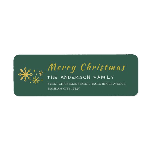 Christmas Snowflakes Elegant Simple Return Address (Front)