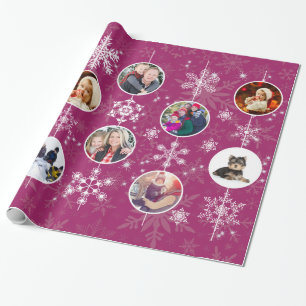 Christmas Snowflakes Favourite Family Photo Wrapping Paper