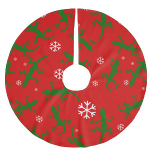 christmas snowflakes geckos brushed polyester tree skirt