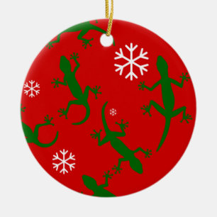 christmas snowflakes geckos ceramic tree decoration