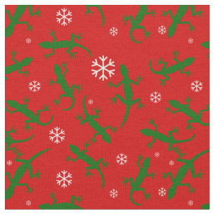 christmas snowflakes geckos fabric