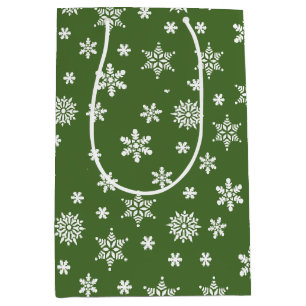 Christmas snowflakes green and white Gift Bag