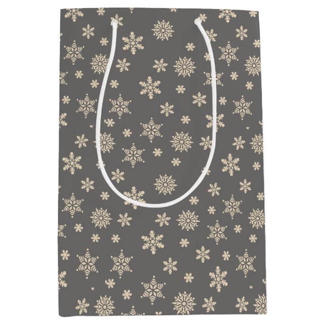 Christmas snowflakes grey and white Gift Bag (Front)