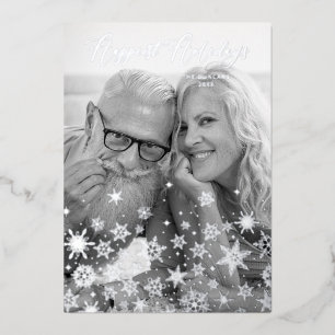 Christmas Snowflakes Happiest Holidays Family Foil Holiday Card