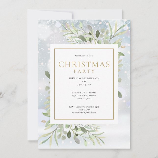Christmas Snowflakes Holiday Party Invitation (Front)