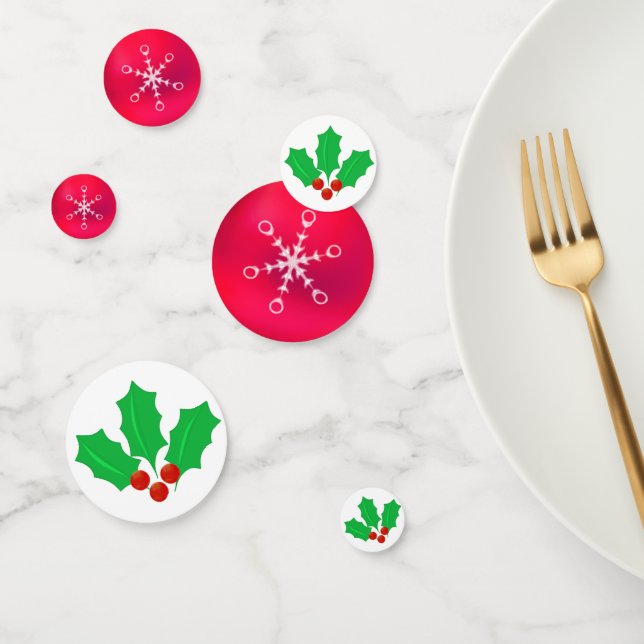 Christmas Snowflakes & Holly Berry Table Confetti (Group)