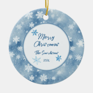 Christmas Snowflakes Light Blue Sky Ceramic Tree Decoration