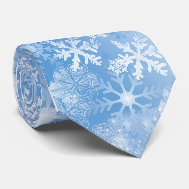 Christmas Snowflakes Men's Tie (Rolled)