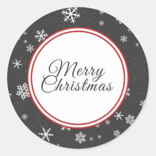 Christmas Snowflakes Merry Christmas Grey Holiday Classic Round Sticker