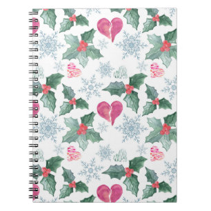 Christmas Snowflakes mistletoe hearts holiday new Notebook