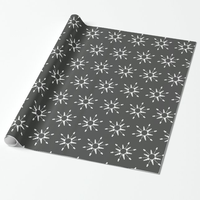 Christmas Snowflakes Modern Wrapping Paper (Unrolled)