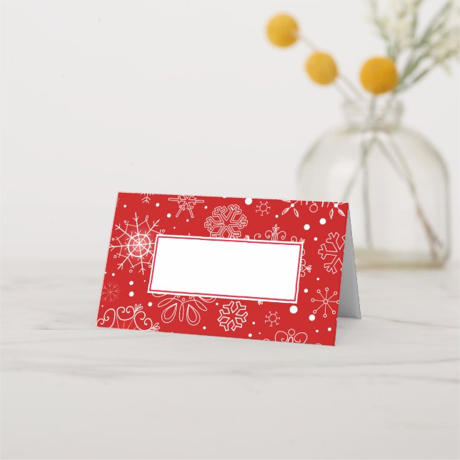 Christmas Snowflakes Name Place Card (Front)