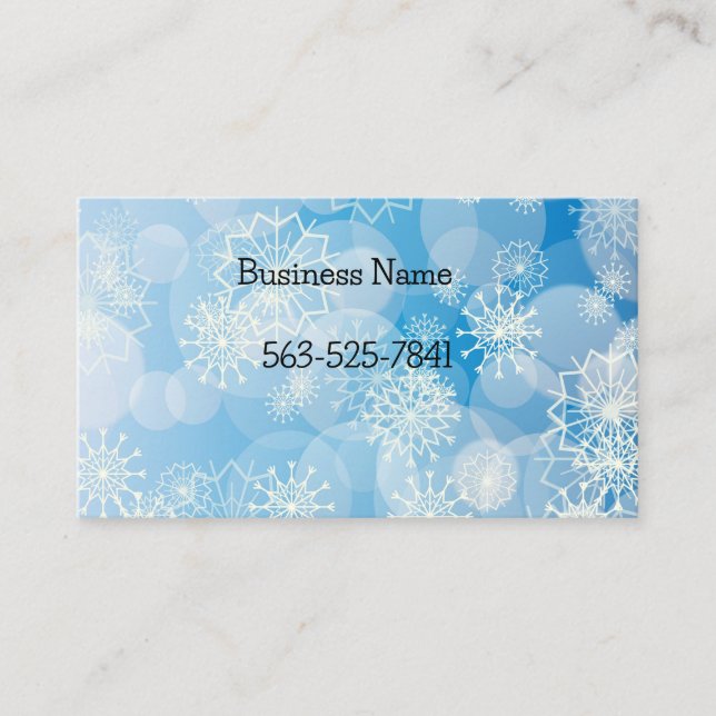 Christmas snowflakes on a blue background business card (Front)