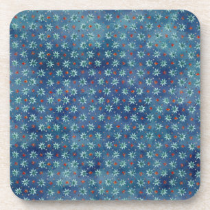 Christmas snowflakes on a blue background coaster