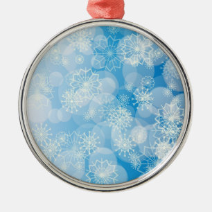 Christmas snowflakes on a blue background metal tree decoration