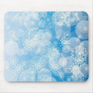 Christmas snowflakes on a blue background         mouse mat
