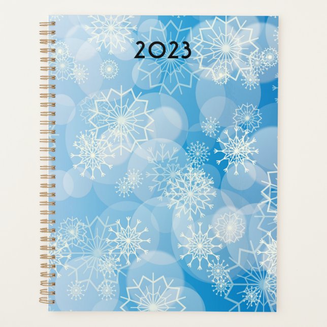 Christmas snowflakes on a blue background         planner (Front)