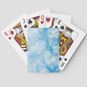 Christmas snowflakes on a blue background         playing cards
