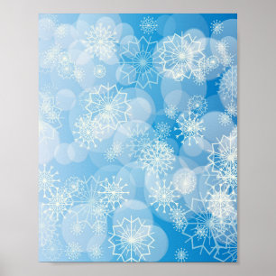 Christmas snowflakes on a blue background        poster