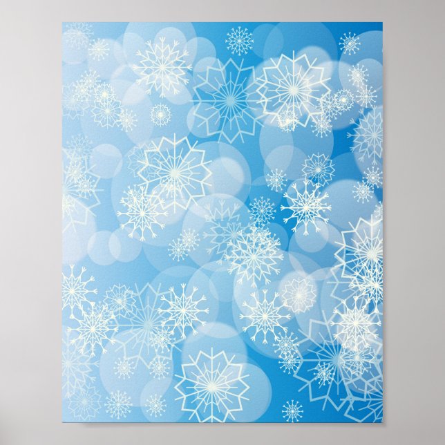 Christmas snowflakes on a blue background        poster (Front)