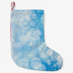Christmas snowflakes on a blue background small christmas stocking