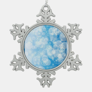Christmas snowflakes on a blue background snowflake pewter christmas ornament