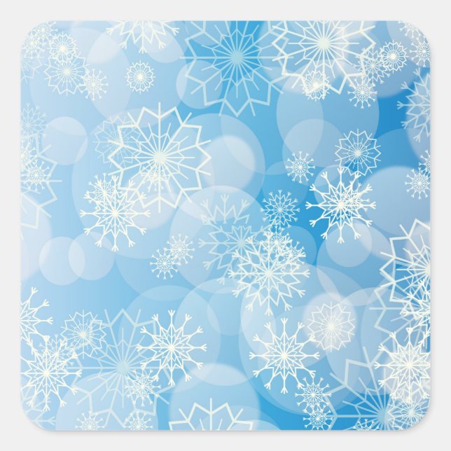 Christmas snowflakes on a blue background          square sticker (Front)