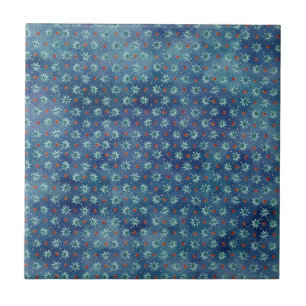 Christmas snowflakes on a blue background tile