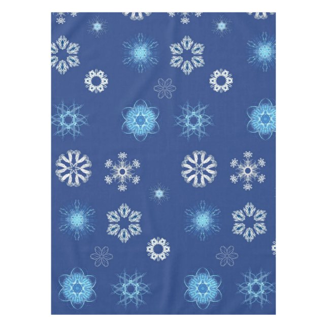 Christmas snowflakes on blue tablecloth (Front)