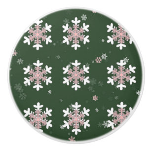 Christmas Snowflakes On Green Drawer Pull Knob