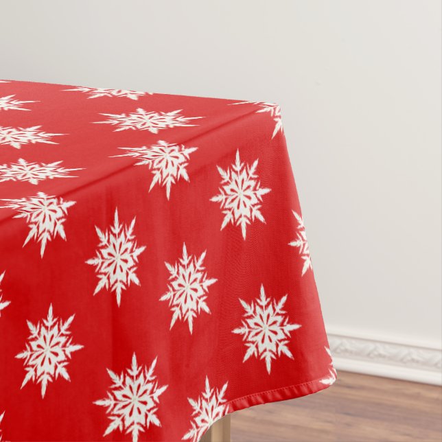 Christmas Snowflakes on Red Tablecloth (In Situ)