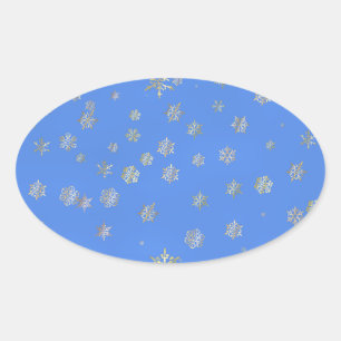 CHRISTMAS SNOWFLAKES OVAL STICKER