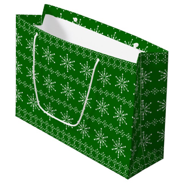 Christmas Snowflakes pattern custom background 3 Large Gift Bag (Front Angled)