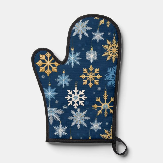 Christmas snowflakes pattern oven mitt (Front)