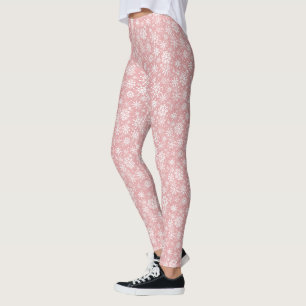 Christmas snowflakes pattern Pink Leggings