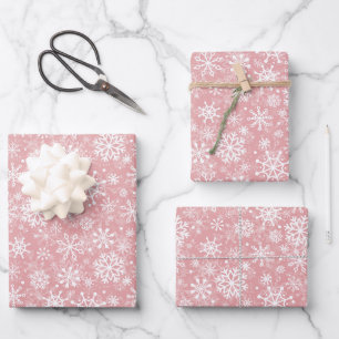 Christmas snowflakes pattern Pink Wrapping Paper Sheet