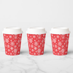 Christmas snowflakes pattern Red Paper Cups