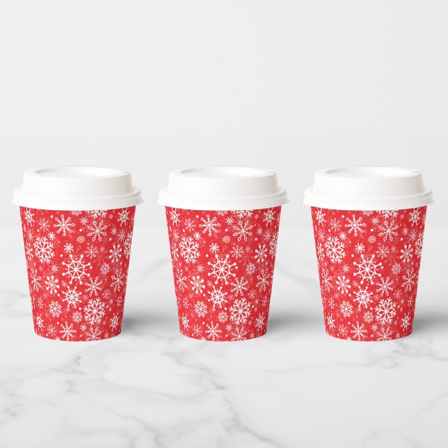 Christmas snowflakes pattern Red Paper Cups (Multi)
