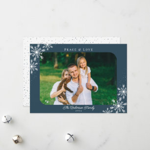 Christmas Snowflakes Peace & Love Photo Holiday Card