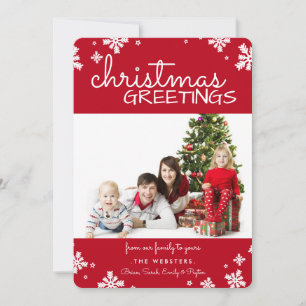 Christmas Snowflakes Photo Holiday Card   Red