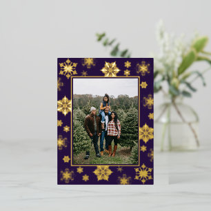 Christmas Snowflakes Photo   Purple Foil Holiday Postcard