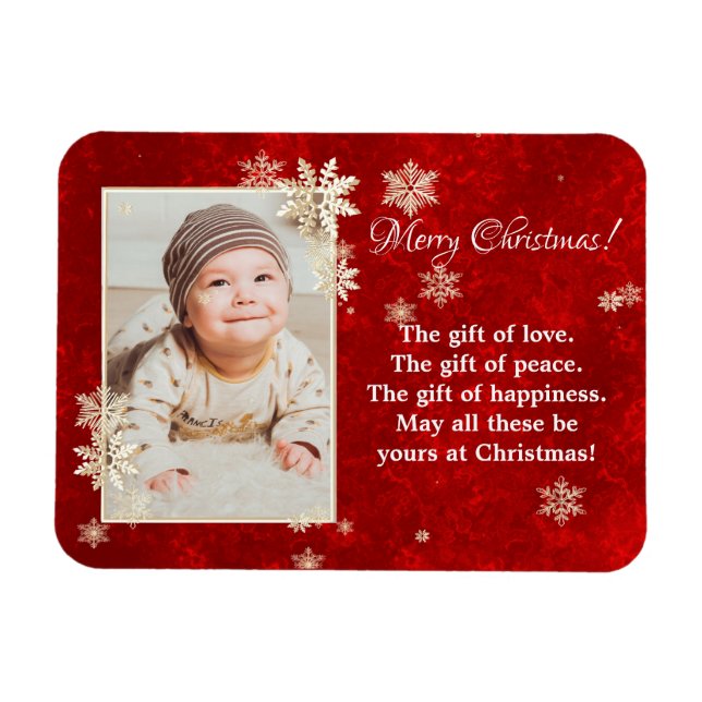 Christmas snowflakes photo wishes magnet (Horizontal)