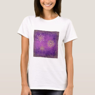 Christmas Snowflakes Purple & Gold Glitter T-Shirt