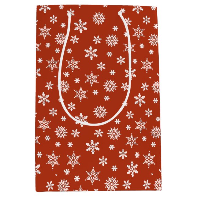 Christmas snowflakes red and white Gift Bag (Front)
