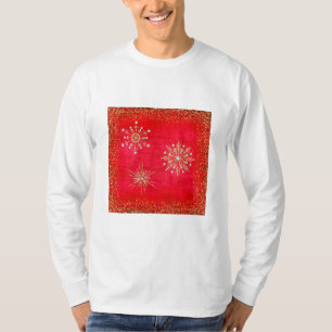 Christmas Snowflakes Red & Gold Glitter T-Shirt
