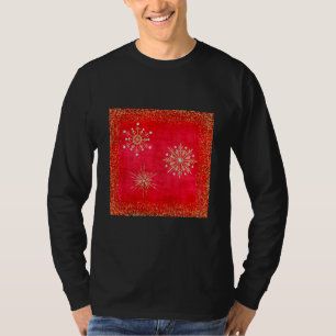 Christmas Snowflakes Red & Gold Glitter T-Shirt