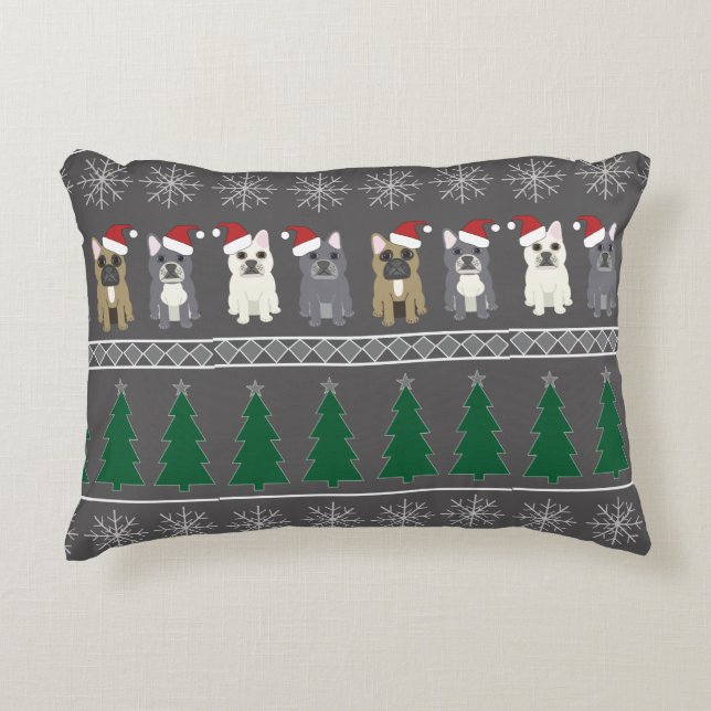 Christmas Snowflakes, Santa Dog, Tree Decorative Cushion (Front)