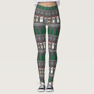 Christmas Snowflakes, Santa Dog, Tree Leggings