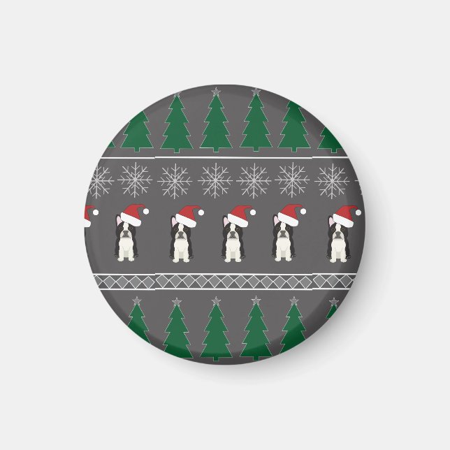 Christmas Snowflakes, Santa Dog, Tree Magnet (Front)