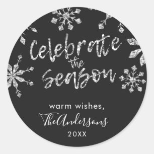 Christmas Snowflakes Silver Glitter Favour Tag